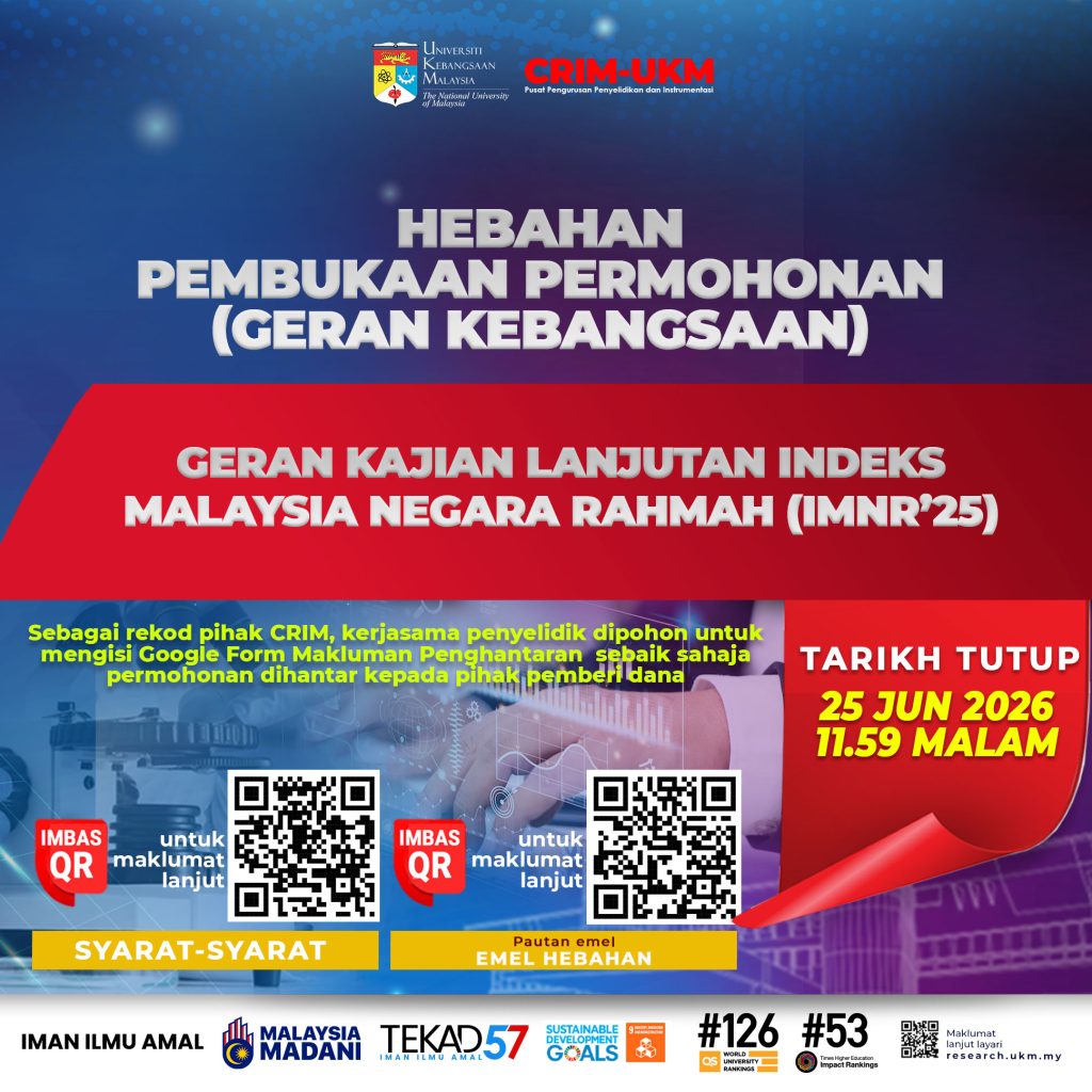 Permohonan Geran Kajian Lanjutan Indeks Malaysia Negara Rahmah (IMNR’25)